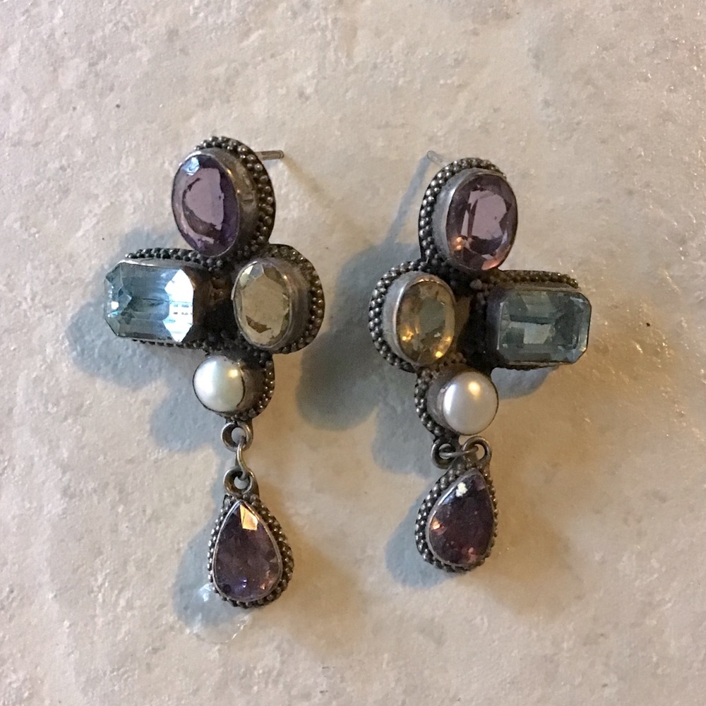 Gemstone in Sterling Drop Earrings